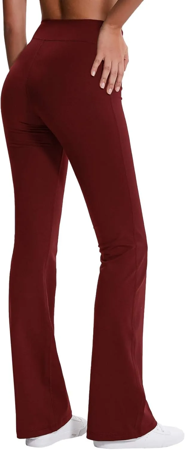 ChinFun Bootcut Wide Leg Yoga Pants with Pockets for Women Bootleg High Waist Workout Tummy Control Flare Work Pants