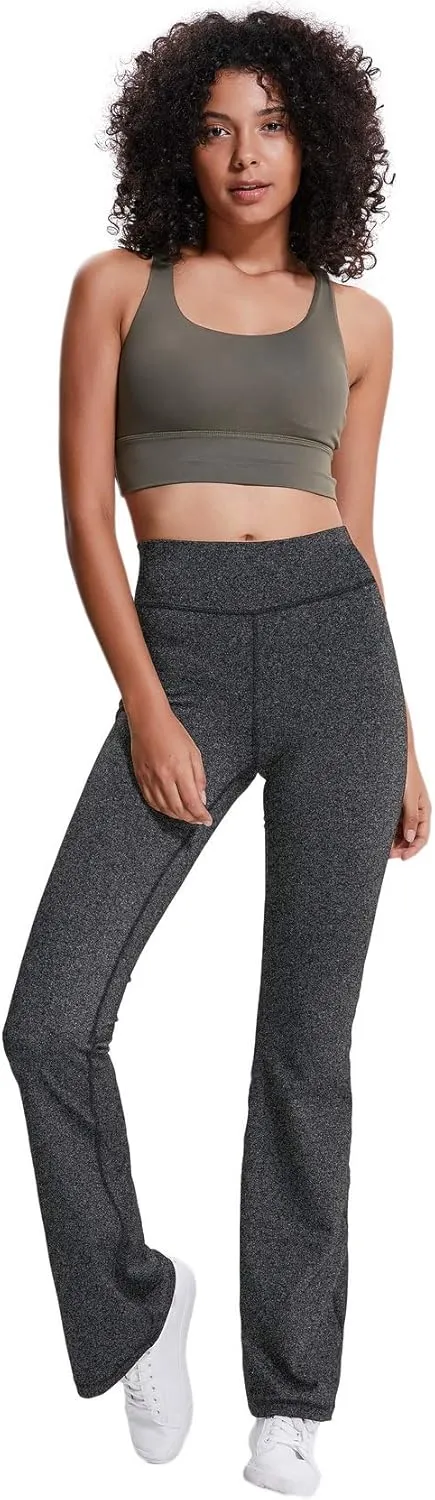 ChinFun Bootcut Wide Leg Yoga Pants with Pockets for Women Bootleg High Waist Workout Tummy Control Flare Work Pants