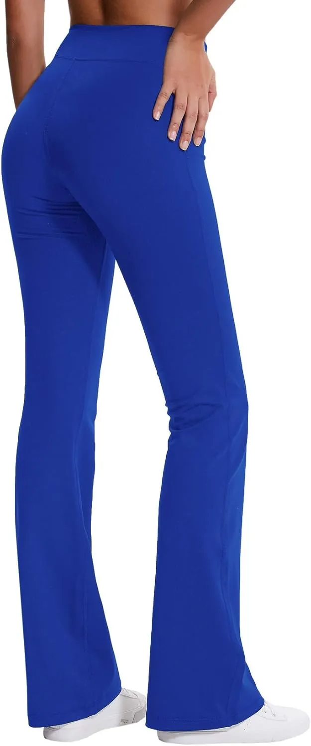 ChinFun Bootcut Wide Leg Yoga Pants with Pockets for Women Bootleg High Waist Workout Tummy Control Flare Work Pants