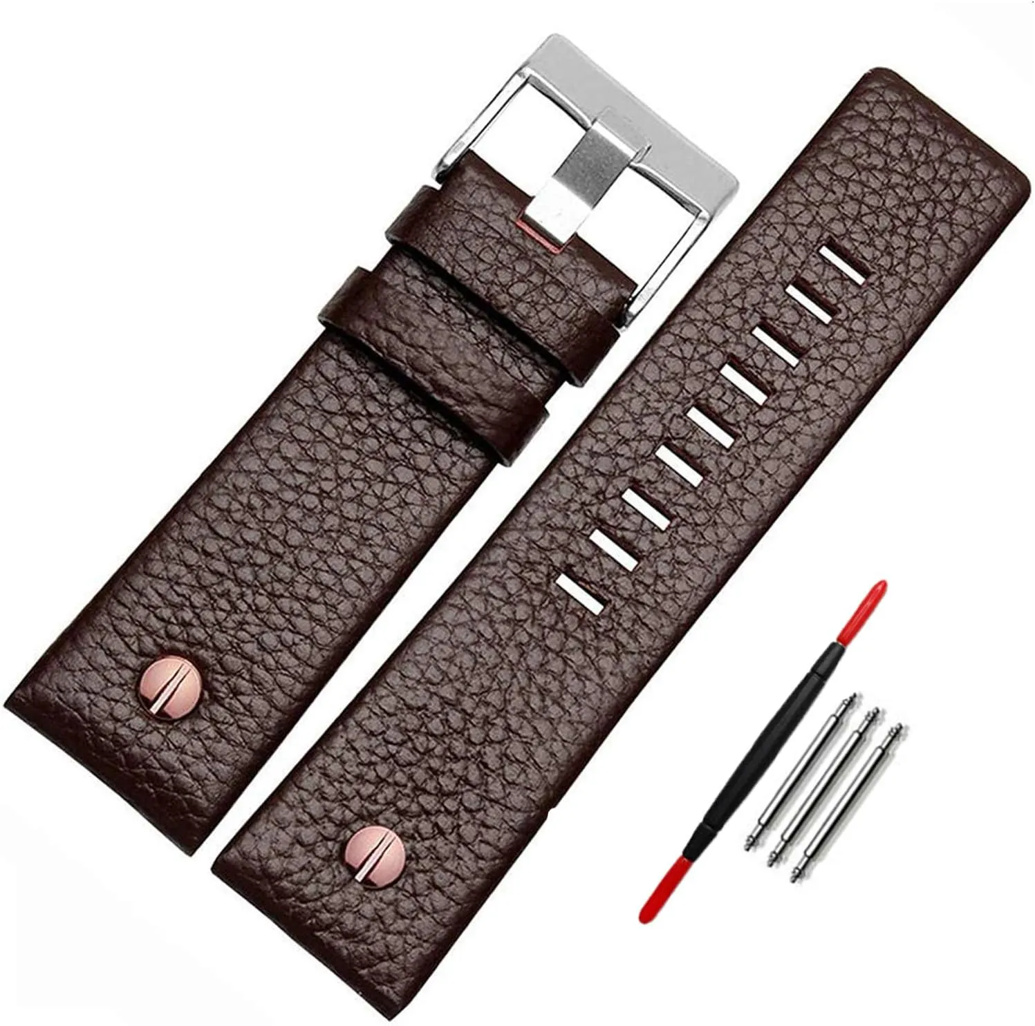 Choco&Man US Genuine Leather Watch Band Strap with Tool Fit for Men's Diesel Watches