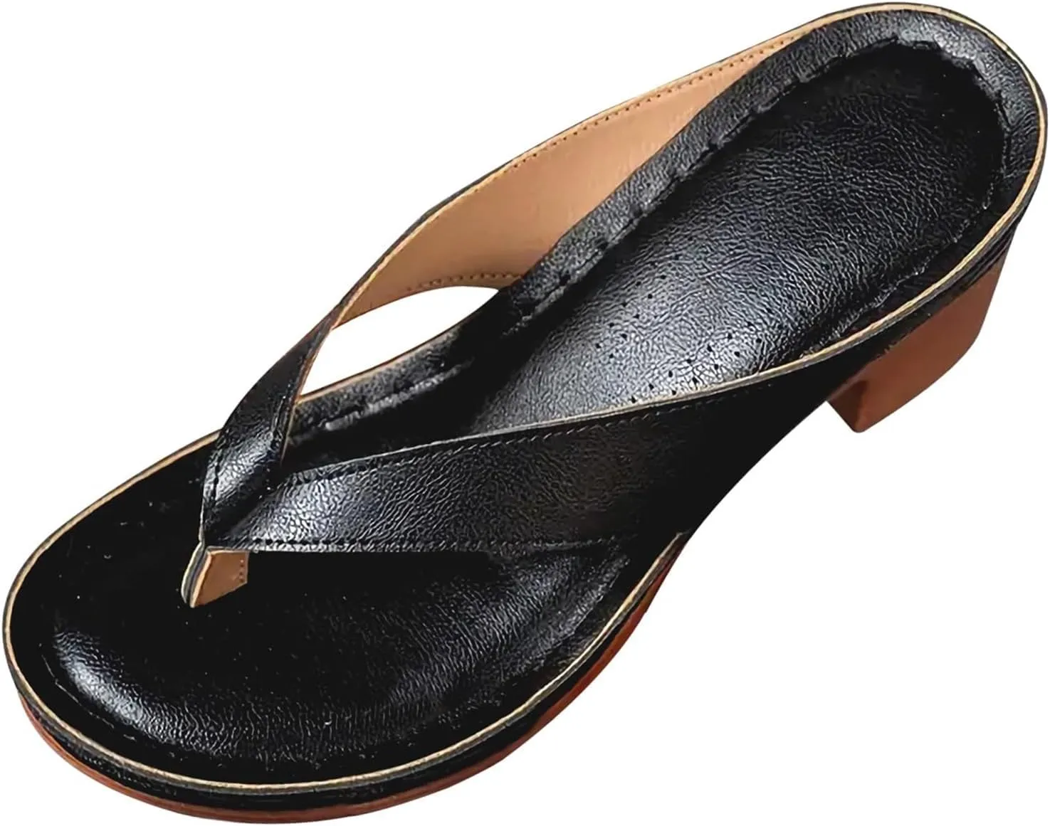 Chunky Heel Sandals for Women Summer Casual Clip Toe Flip Flops Women Comfortable Wedge Arch Support Flip Flops Fashion Breathable Orthopedic Sandals