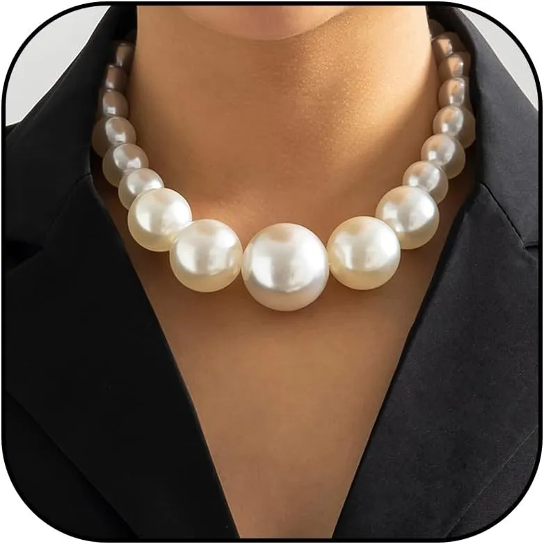 Chunky Pearl Necklaces for Women Baroque Pearl Choker Necklace Big Pearl Necklace Irregular Pearl Charm Necklace Pearl Statement Necklace Bridesmaid Wedding Jewelry