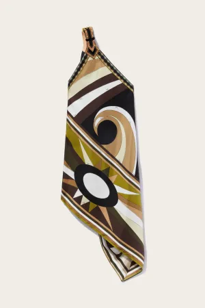 Cigni-Print Asymmetric Silk-Twill Dress