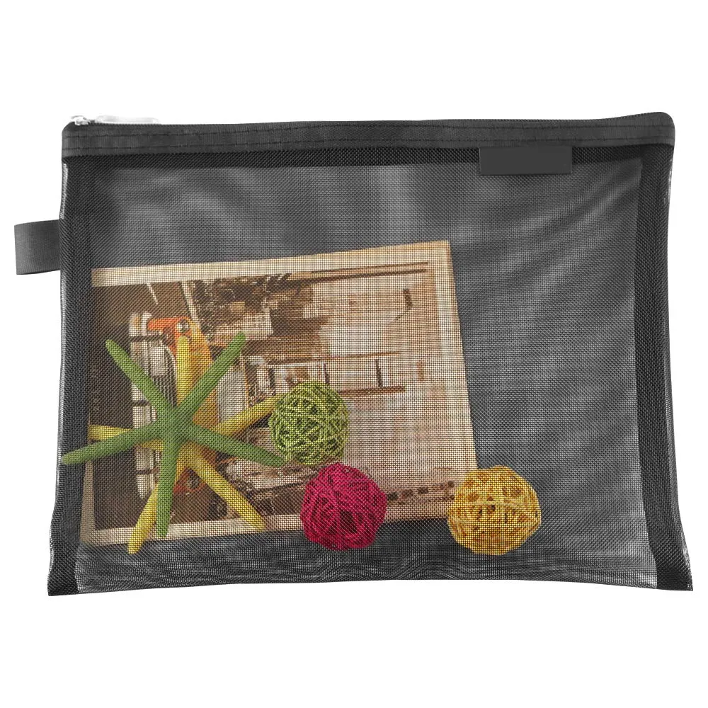 Clear Cosmetic Bags Zip Makeup Mesh Bags Pencil Case Pouch Travel Toiletry Kit Set Storage Case ((6A 5A)*3 Black)