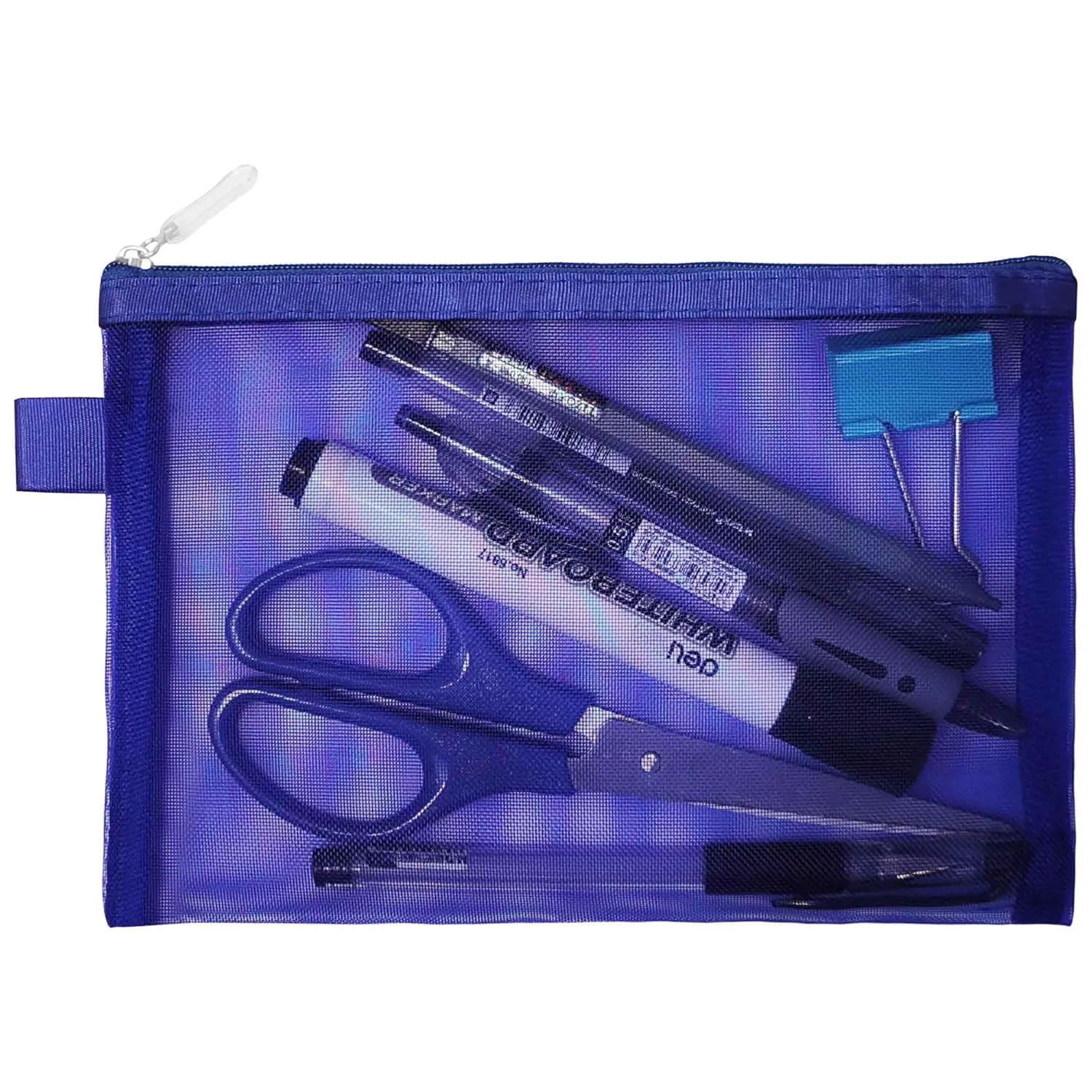 Clear Cosmetic Bags Zip Makeup Mesh Bags Pencil Case Pouch Travel Toiletry Kit Set Storage Case ((6A 5A)*3 Dark Blue)