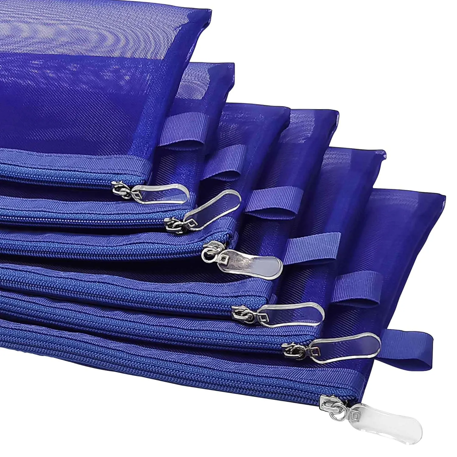 Clear Cosmetic Bags Zip Makeup Mesh Bags Pencil Case Pouch Travel Toiletry Kit Set Storage Case ((6A 5A)*3 Dark Blue)