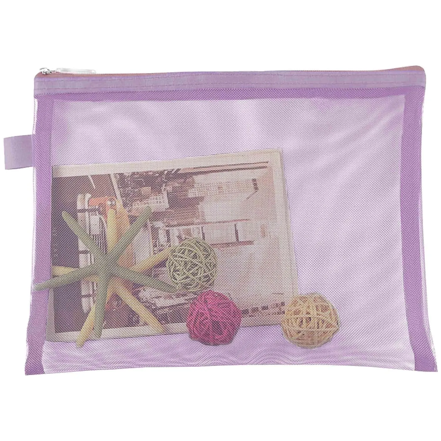 Clear Cosmetic Bags Zip Makeup Mesh Bags Pencil Case Pouch Travel Toiletry Kit Set Storage Case ((6A 5A)*3 Light Purple)