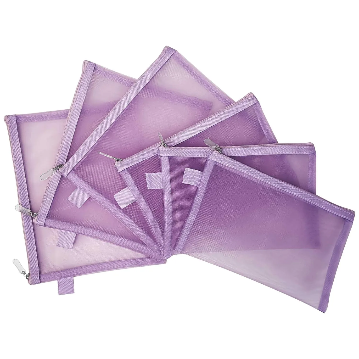 Clear Cosmetic Bags Zip Makeup Mesh Bags Pencil Case Pouch Travel Toiletry Kit Set Storage Case ((6A 5A)*3 Light Purple)