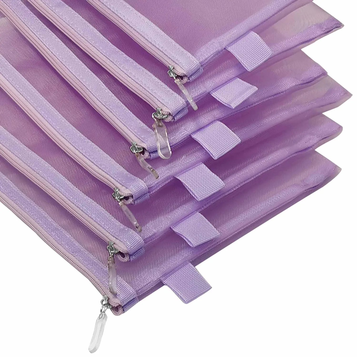 Clear Cosmetic Bags Zip Makeup Mesh Bags Pencil Case Pouch Travel Toiletry Kit Set Storage Case ((6A 5A)*3 Light Purple)
