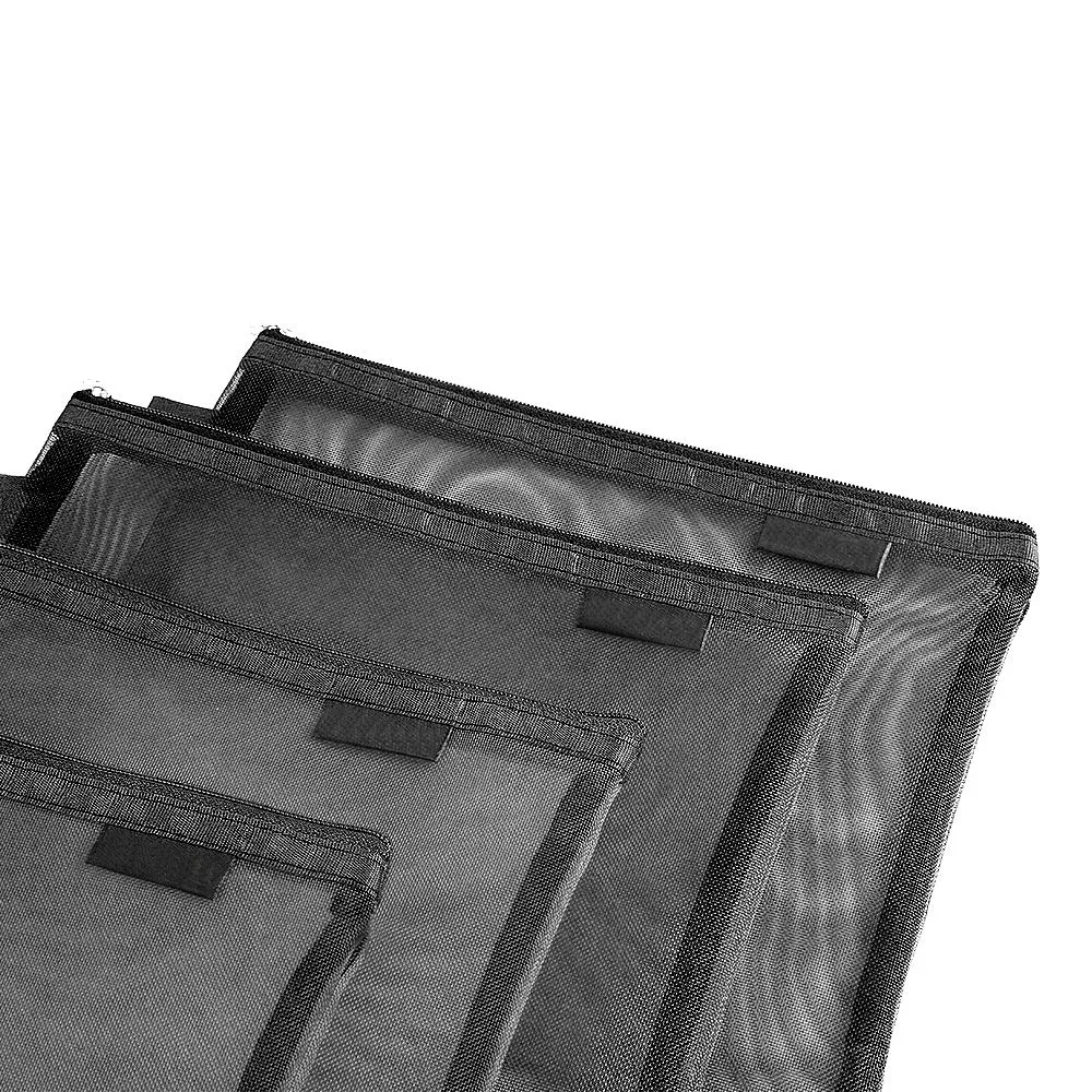 Clear Cosmetic Bags Zip Makeup Mesh Bags Pencil Case Pouch Travel Toiletry Kit Set Storage Case (Black)