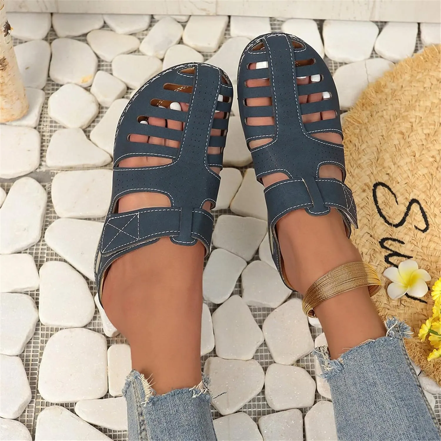 Clogs for Women Mules Shoes Dressy Closed Toe Breathable Platform Sandals Summer Casual Comfortable Adjustable Slip On Walking Gladiator Wedges