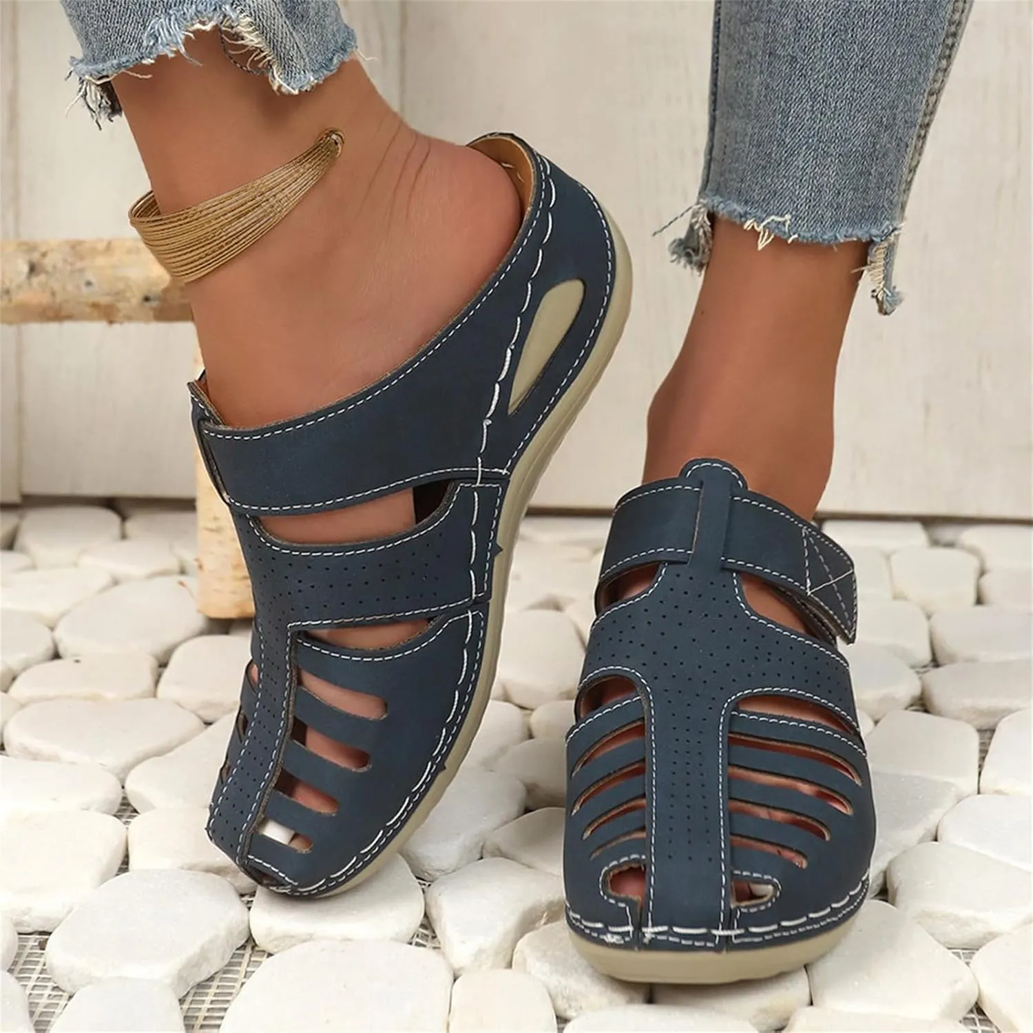Clogs for Women Mules Shoes Dressy Closed Toe Breathable Platform Sandals Summer Casual Comfortable Adjustable Slip On Walking Gladiator Wedges