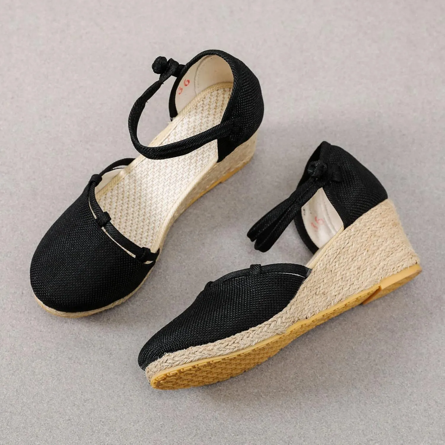 Closed Toe Espadrilles for Women Low Heel Ankle Buckle Strap Wedge Sandals Slingback Slip On Breathable Espadrille Wedges Sandal Summer Casual Fashion Platform Shoes Walking Beach Elegant Footwear