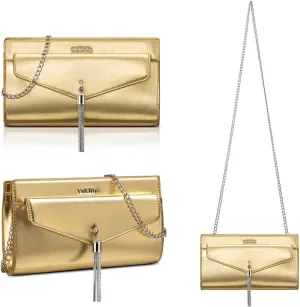 Clutch Purse For Women,Tassel Evening Cross Body & Shoulder Bag With Detachable Chain Strap For Wedding Party Prom