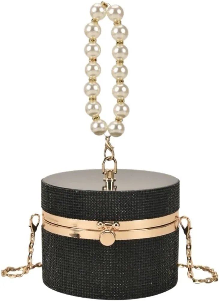 Clutch Purses for Women Elegant Round Party Clutch Evening Bag for Women with Pearl Handles Stylish Small Shoulder Crossbody Purse