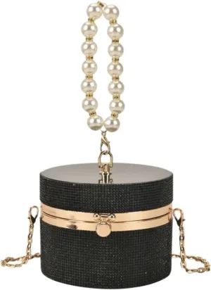 Clutch Purses for Women Elegant Round Party Clutch Evening Bag for Women with Pearl Handles Stylish Small Shoulder Crossbody Purse