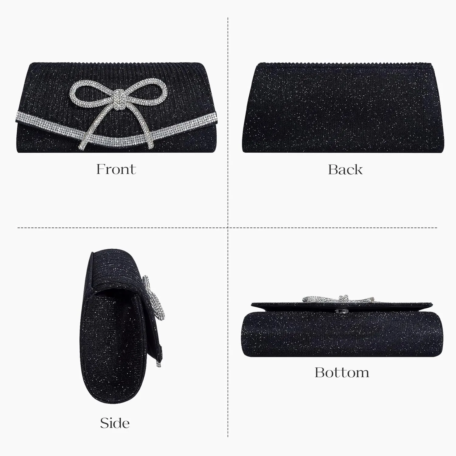 Clutch Purses for Women Evening Bag with Detachable Chain Small Sparkly Handbags for Party Wedding Evening Dress