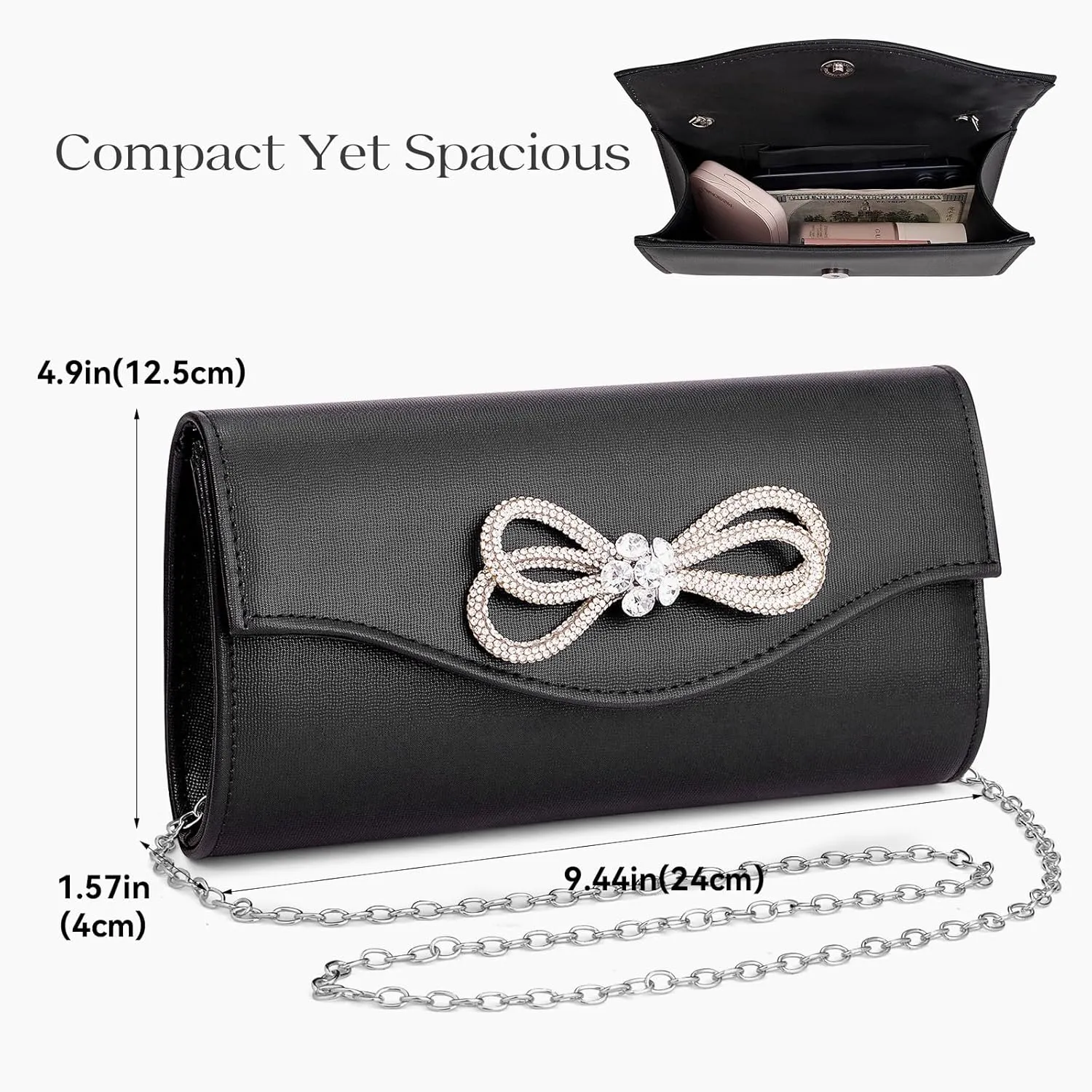 Clutch Purses for Women Evening Bag with Detachable Chain Small Sparkly Handbags for Party Wedding Evening Dress
