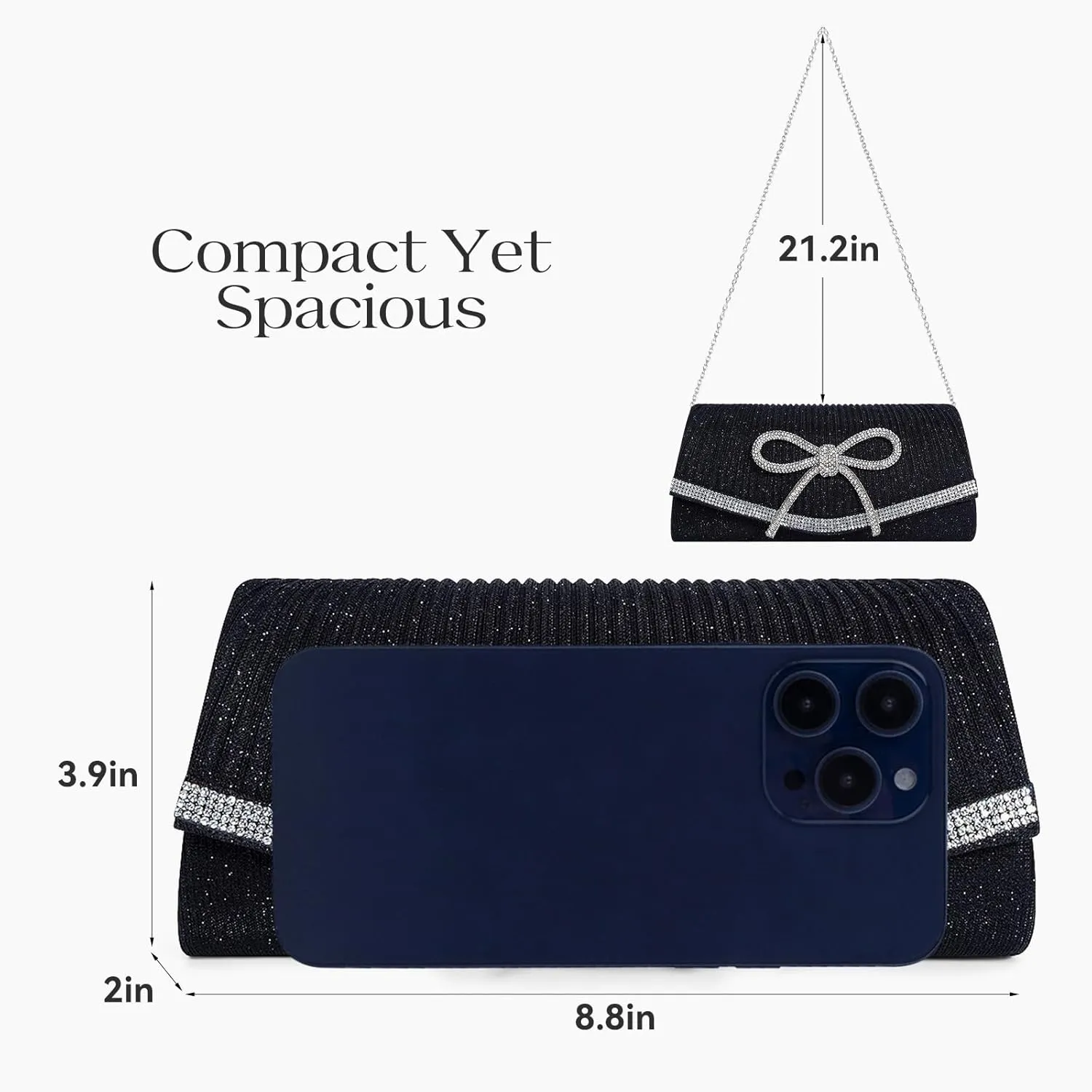 Clutch Purses for Women Evening Bag with Detachable Chain Small Sparkly Handbags for Party Wedding Evening Dress