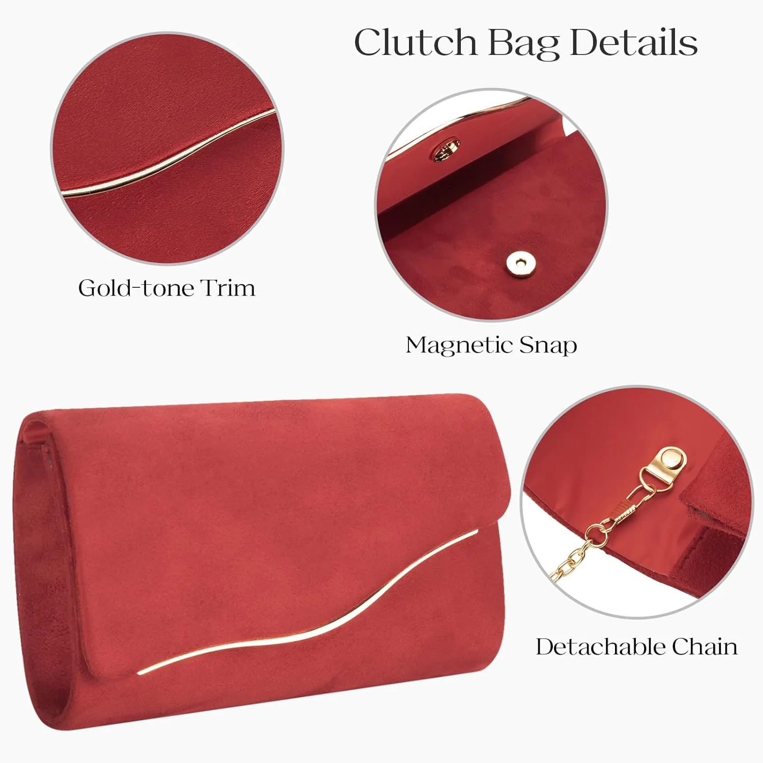 Clutch Purses for Women Evening Bag with Detachable Chain Small Sparkly Handbags for Party Wedding Evening Dress