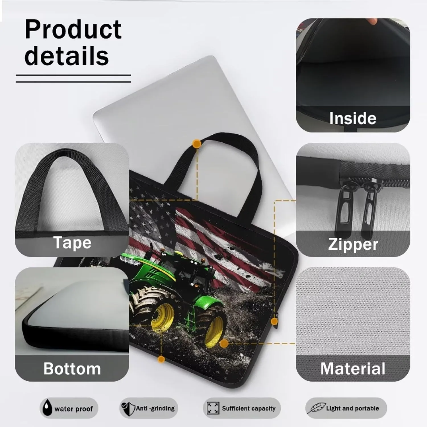 Computer Bag Waterproof Work Handbag Laptop Bag Lightweight Tote Bag Computer Accessories