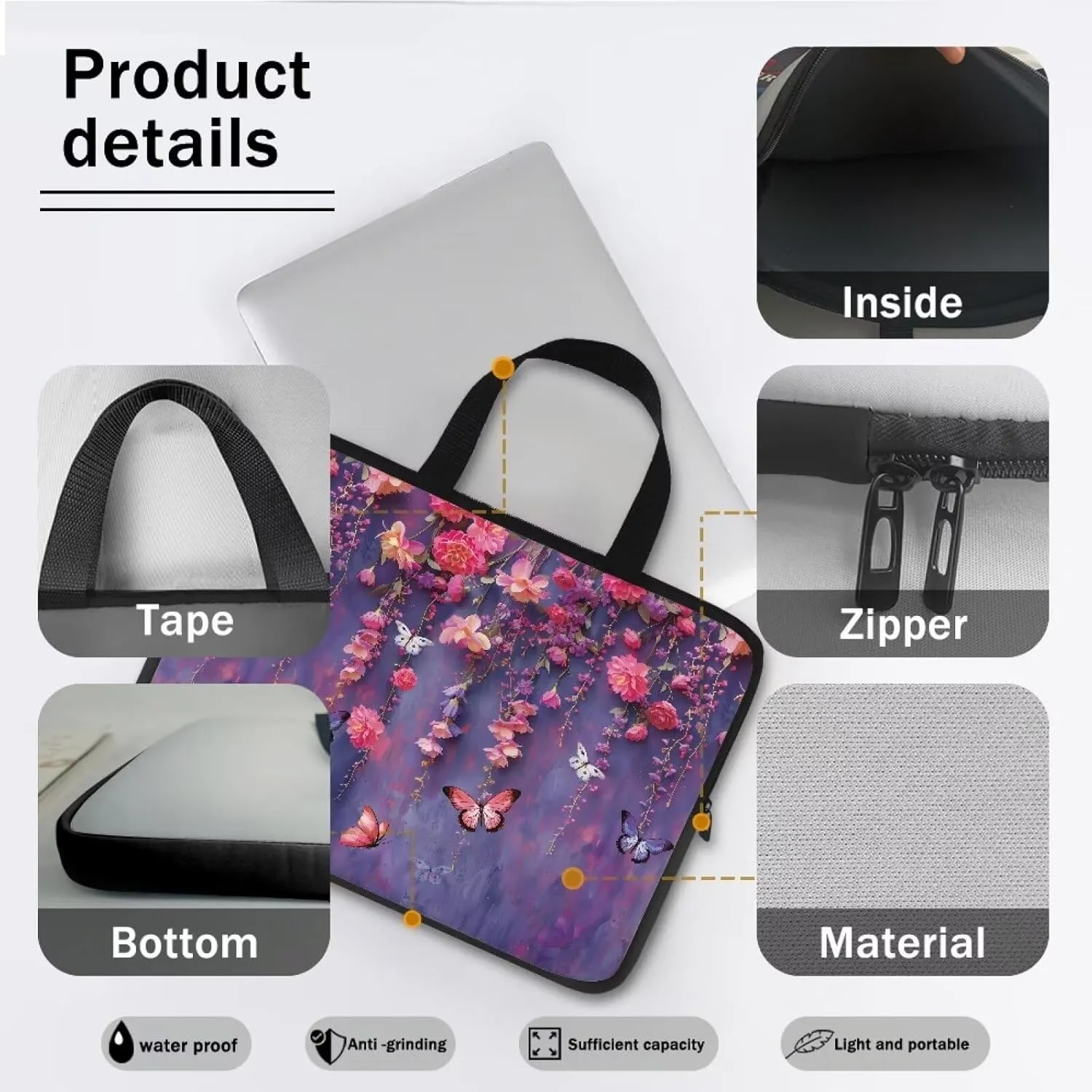 Computer Bag Waterproof Work Handbag Laptop Bag Lightweight Tote Bag Computer Accessories
