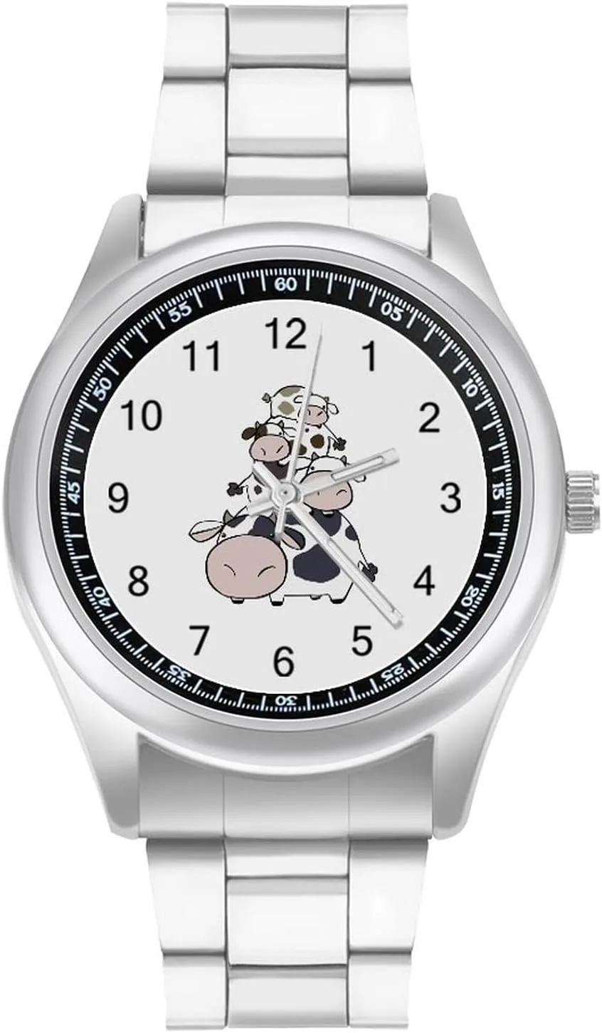 Cow Stack Casual Wrist Watches for Men Classic Business Dress Watch Big Face for Work Gym