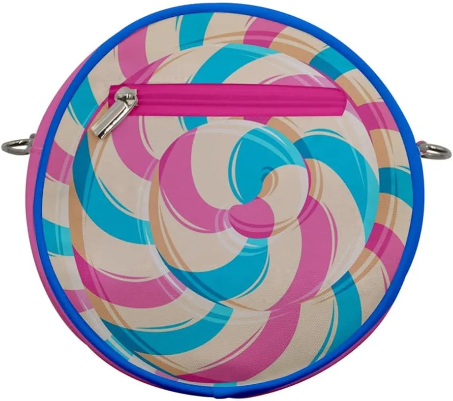 CowCow Women's Toiletry Bag Organizer Travel Accessories Candy Twirls Crossbody Circle Bag