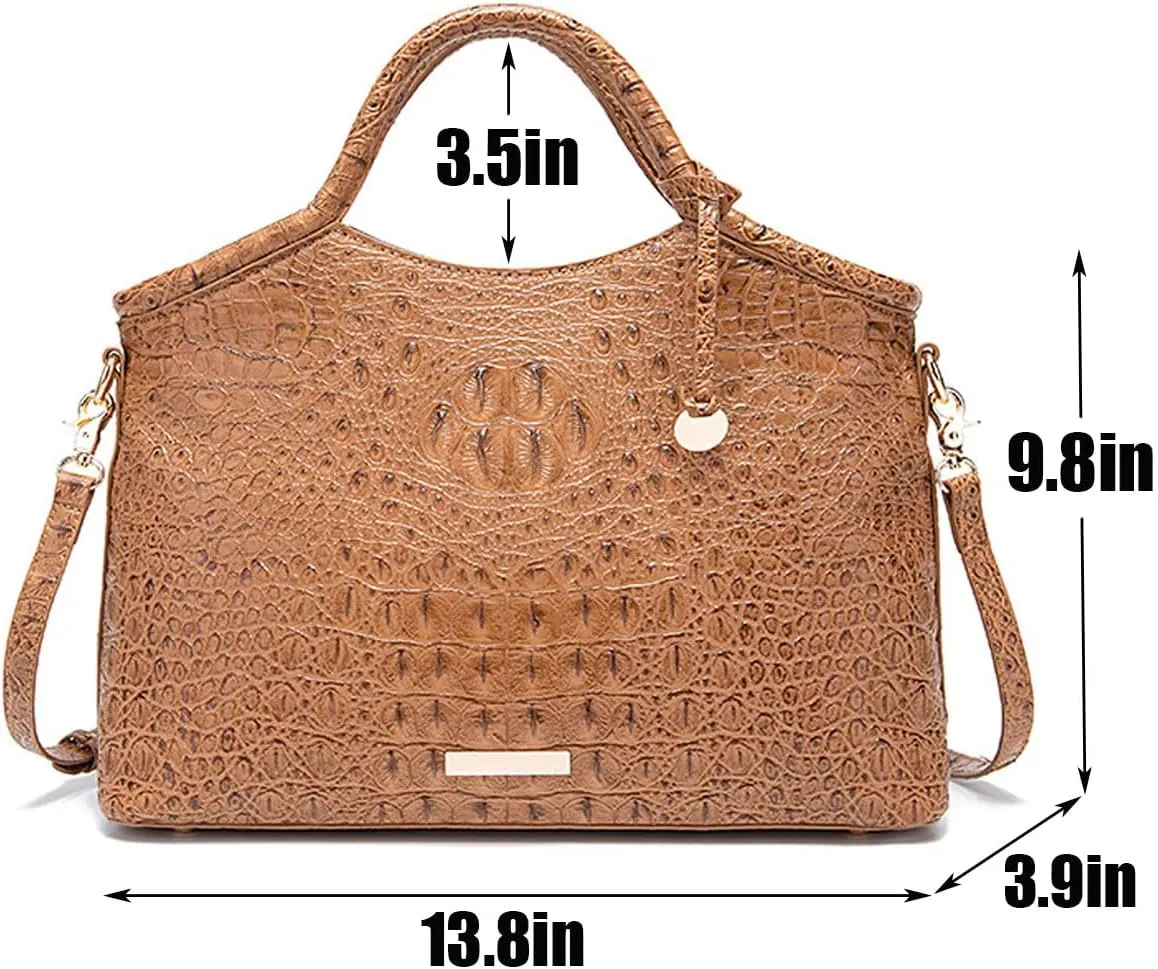 Crocodile-Embossed Pattern Handbag for Women Leather Purse Classy Tote Top-Handle Satchel Ladies Shoulder Bag