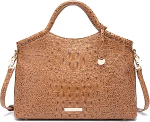 Crocodile-Embossed Pattern Handbag for Women Leather Purse Classy Tote Top-Handle Satchel Ladies Shoulder Bag