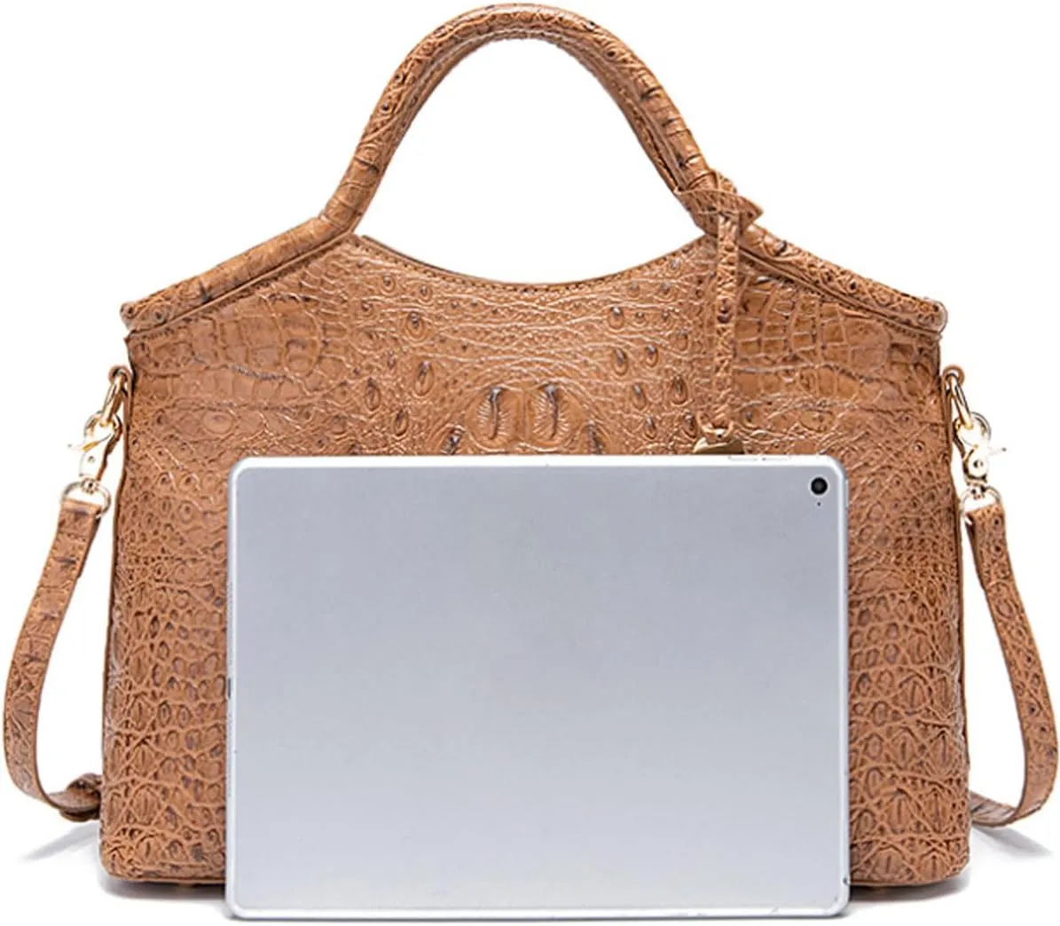 Crocodile-Embossed Pattern Handbag for Women Leather Purse Classy Tote Top-Handle Satchel Ladies Shoulder Bag