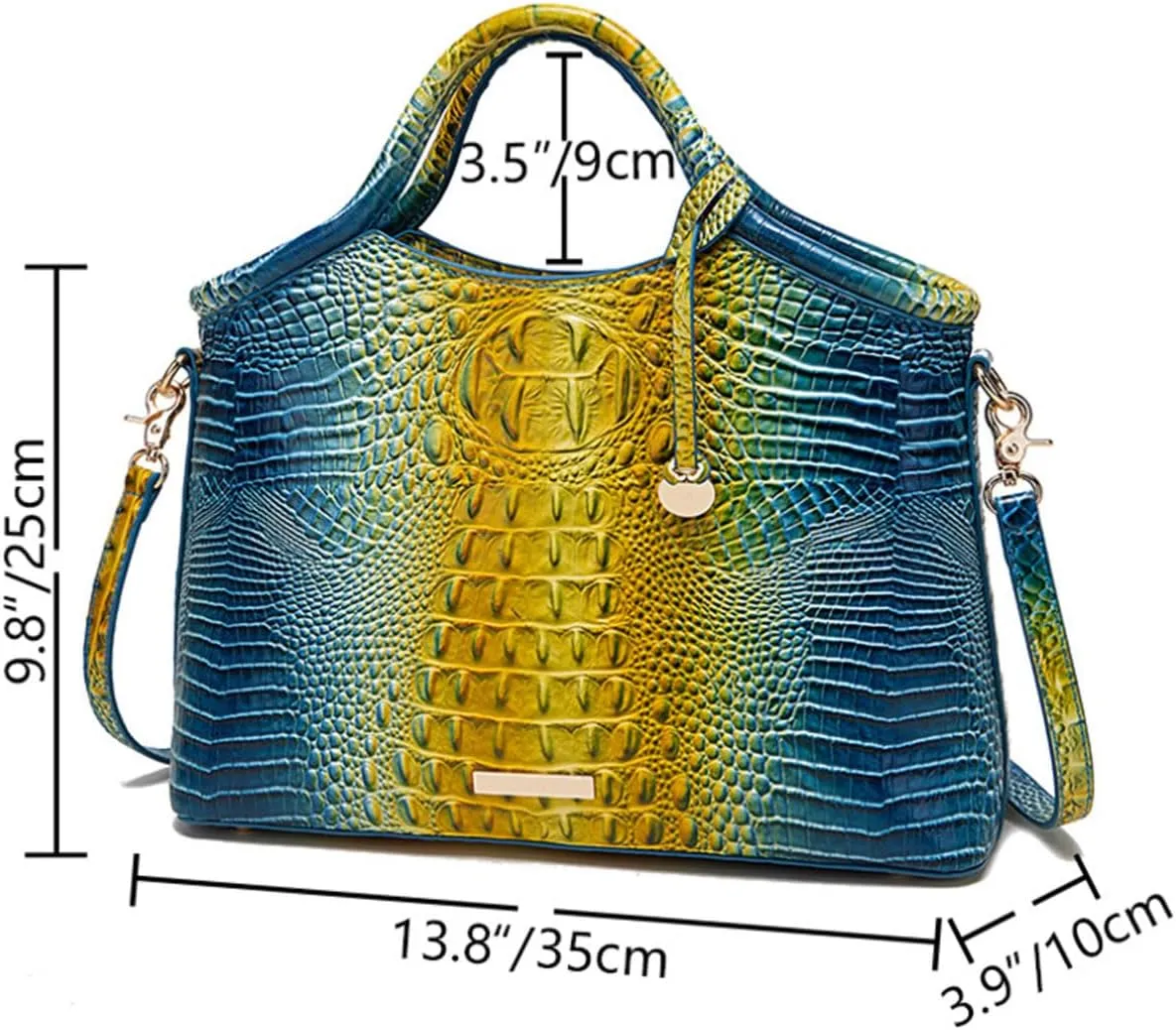 Crocodile-Embossed Pattern Handbag for Women Leather Purse Classy Tote Top-Handle Satchel Ladies Shoulder Bag