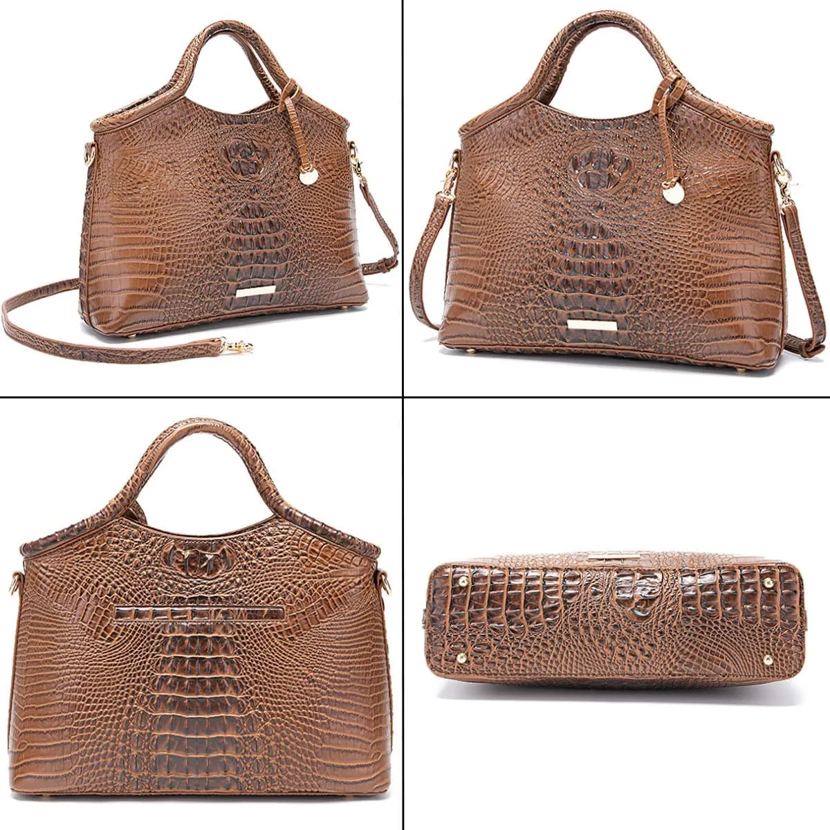 Crocodile-Embossed Pattern Handbag for Women Leather Purse Classy Tote Top-Handle Satchel Ladies Shoulder Bag