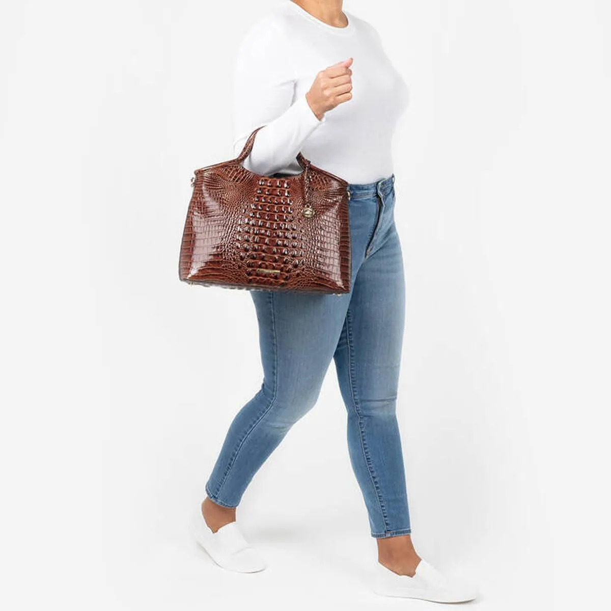 Crocodile-Embossed Pattern Handbag for Women Leather Purse Classy Tote Top-Handle Satchel Ladies Shoulder Bag