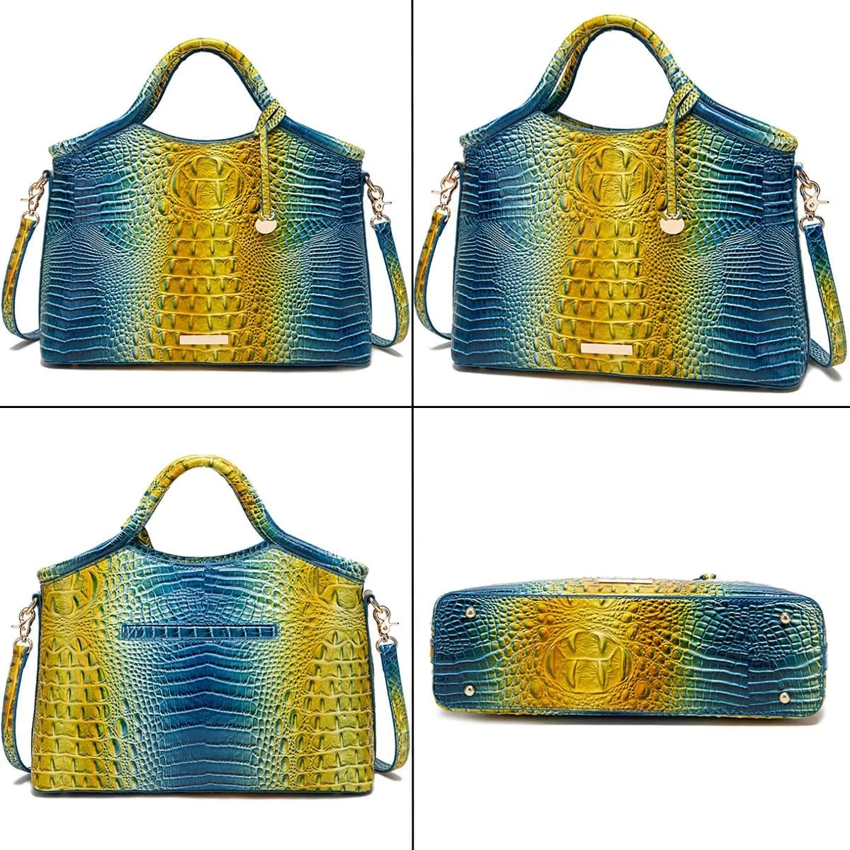 Crocodile-Embossed Pattern Handbag for Women Leather Purse Classy Tote Top-Handle Satchel Ladies Shoulder Bag