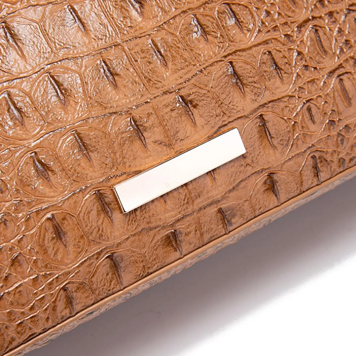 Crocodile-Embossed Pattern Handbag for Women Leather Purse Classy Tote Top-Handle Satchel Ladies Shoulder Bag