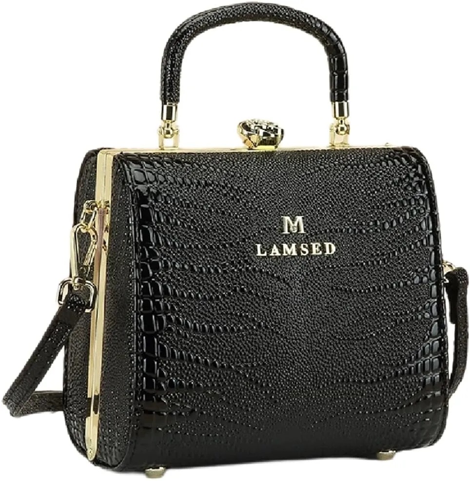 Crocodile Pattern Leather Women's Bag Top Handle Satchel Handbags Evening Bag Purses Small Hard Box Shoulder Messenger Bags
