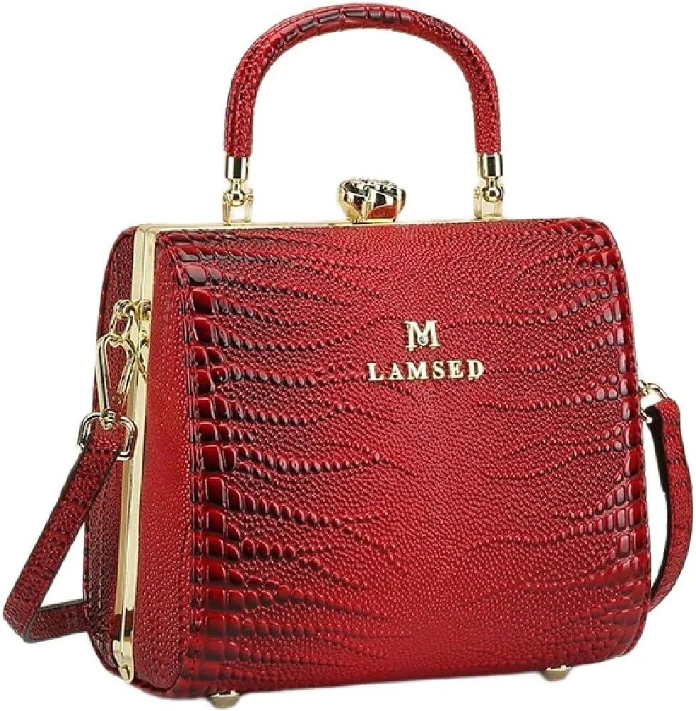 Crocodile Pattern Leather Women's Bag Top Handle Satchel Handbags Evening Bag Purses Small Hard Box Shoulder Messenger Bags