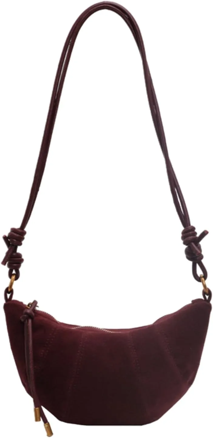 Crossbody HandbagWomen Vintage Korean Styles Velvets Satchel Bag with Adjustable Strap Fashion PU Leather Crossbody Shoulder Bag Purse