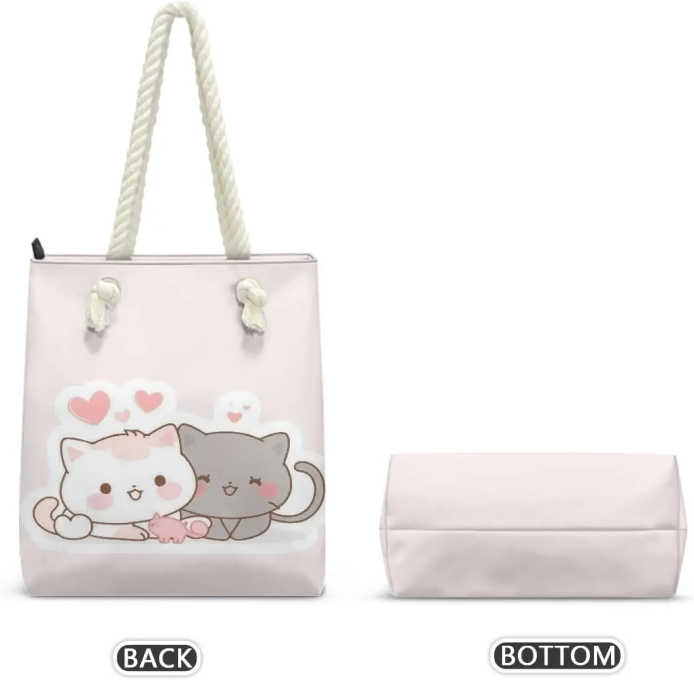 Custom Tote Bag for Women Zipper Cloth Cotton Bags for Travel Casual Satchel Totes