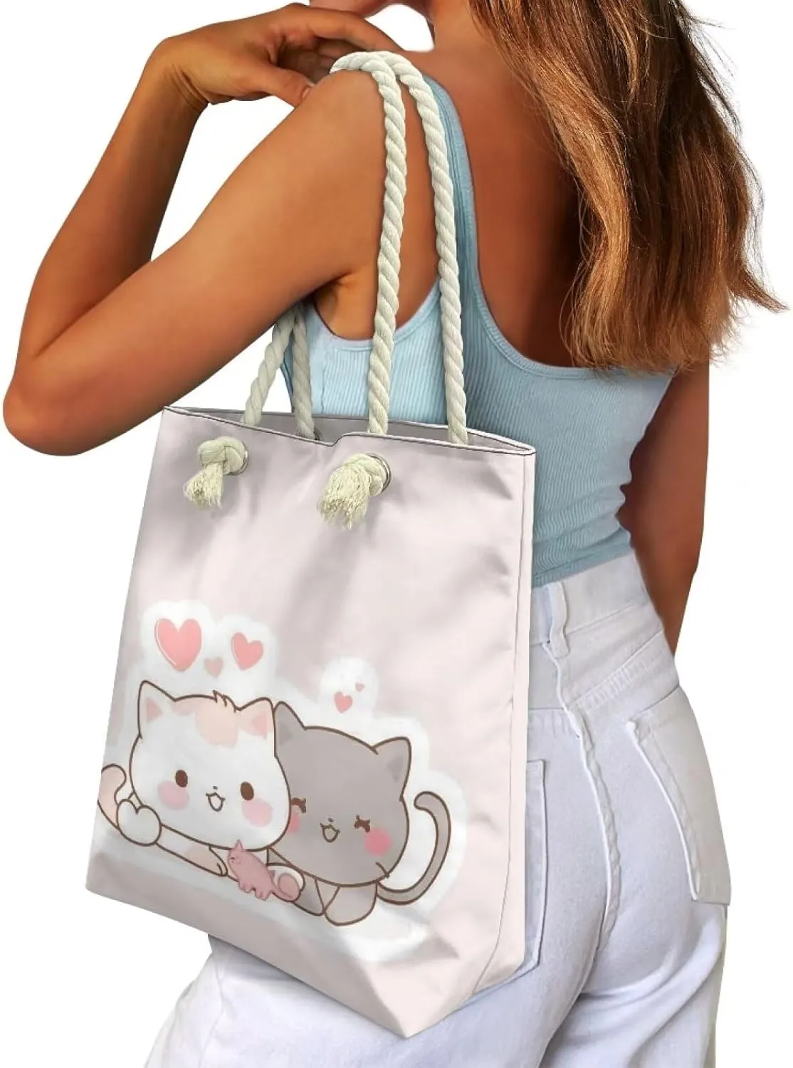 Custom Tote Bag for Women Zipper Cloth Cotton Bags for Travel Casual Satchel Totes