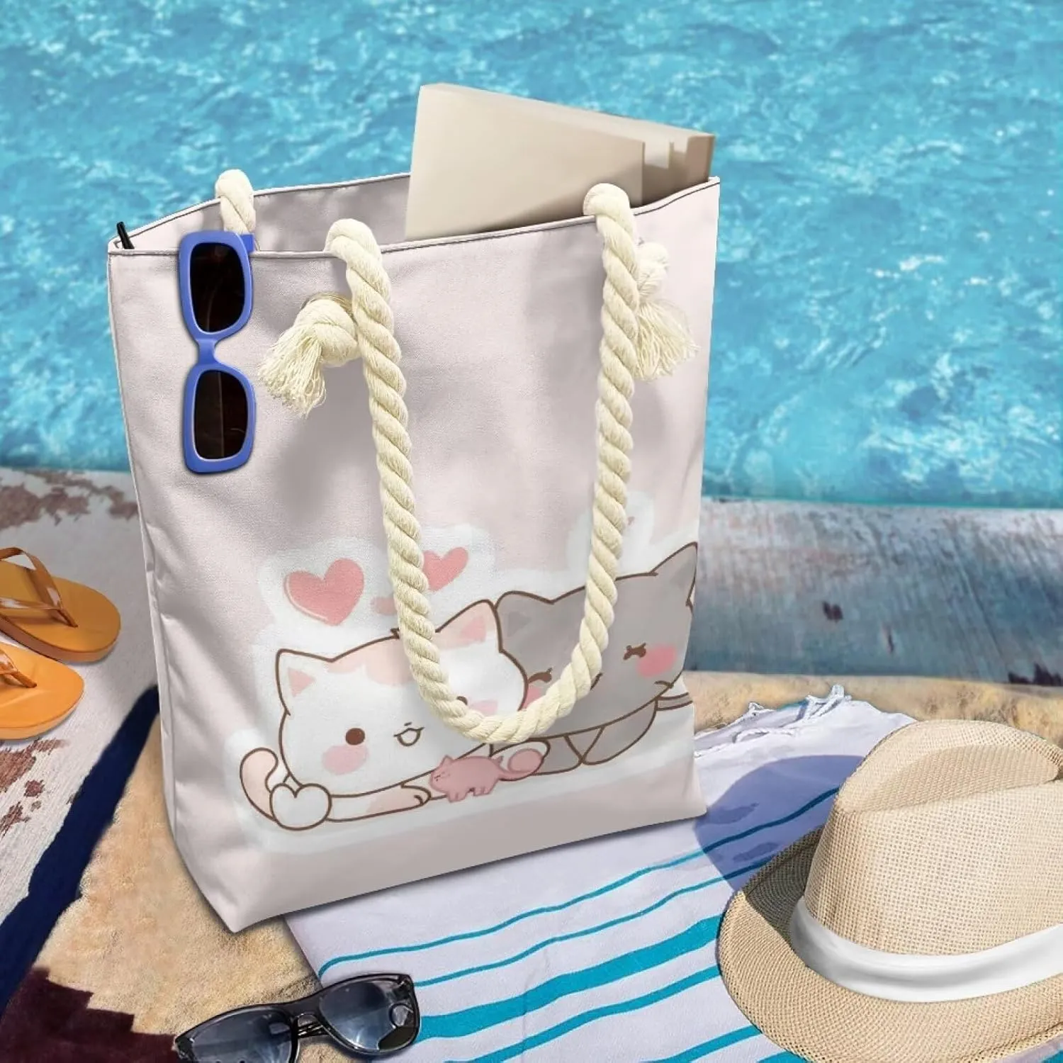 Custom Tote Bag for Women Zipper Cloth Cotton Bags for Travel Casual Satchel Totes