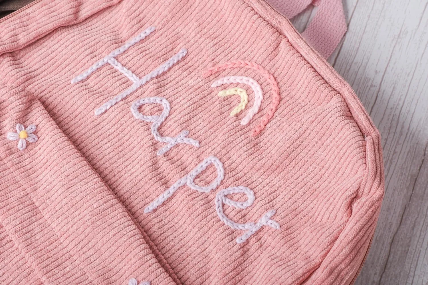 Customizable Corduroy Backpack with Name Embroidery - Lightweight, Perfect for School Trips and Laptop Carrying (Gray)