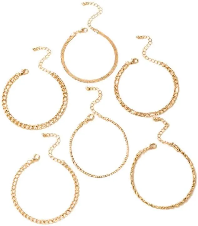 Dainty Gold Bracelets for Women, 14K Gold Jewelry Sets for Women Trendy Gold Bracelet Stackable, Waterproof Adjustable Cuban Link Paperclip Chain Dainty Necklace Pack Gifts for Women
