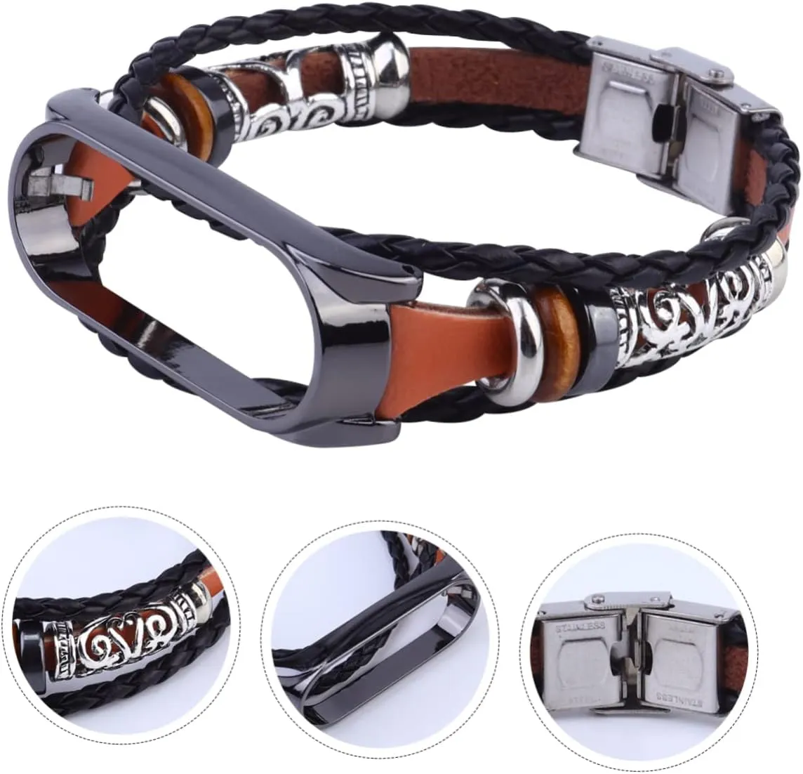 DOITOOL Wristband Braided Bracelets for Men Beaded Bracelets Bracelet for Men Buckle Folk-custom Zinc Alloy