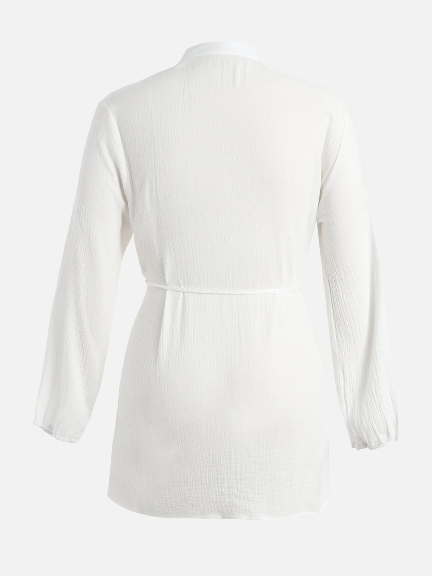 Drawstring Buttoned Lotus Dress