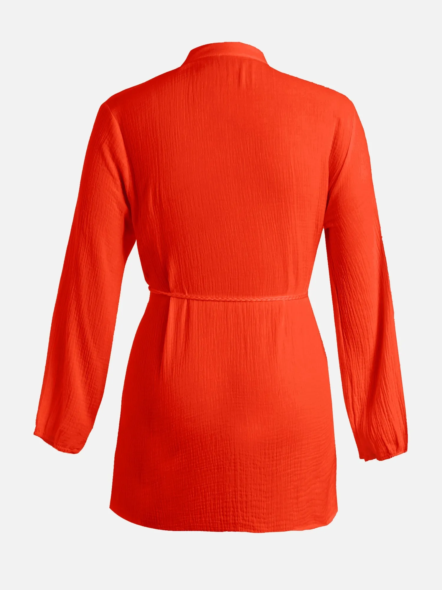 Drawstring Buttoned Lotus Dress