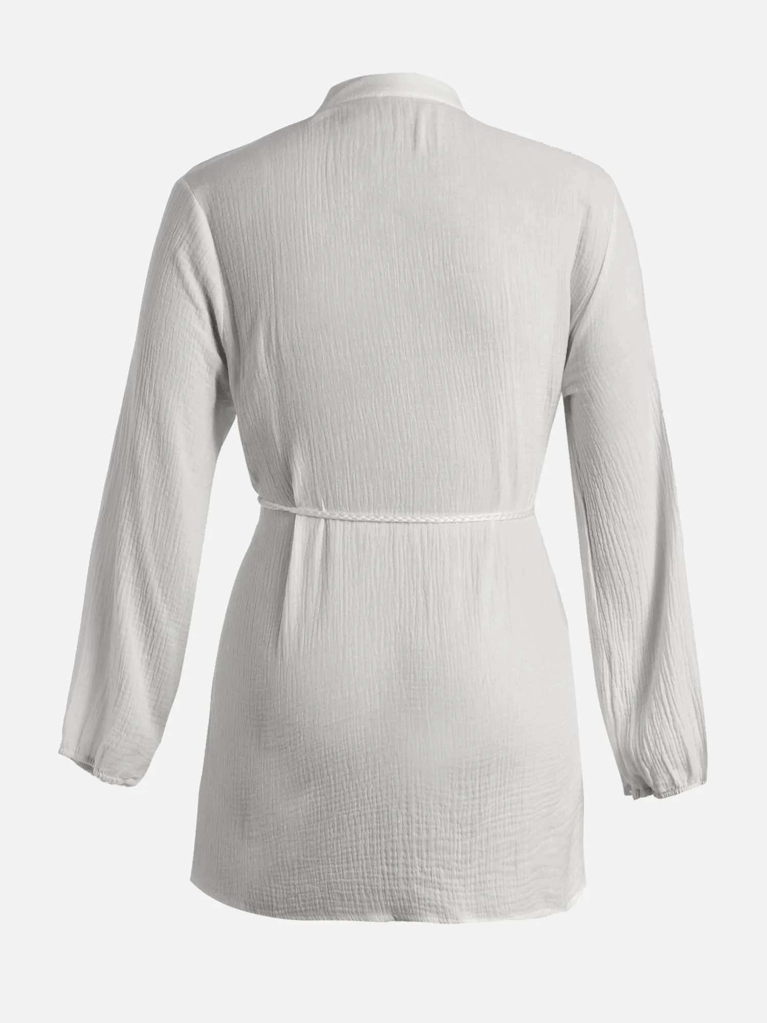 Drawstring Buttoned Lotus Dress