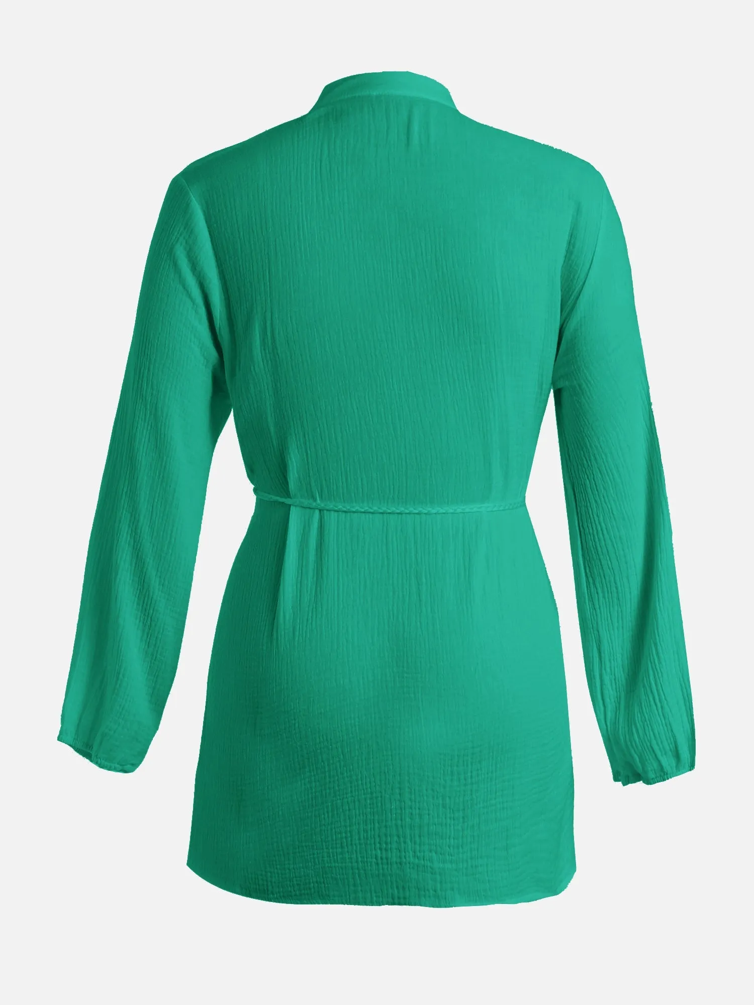 Drawstring Buttoned Lotus Dress