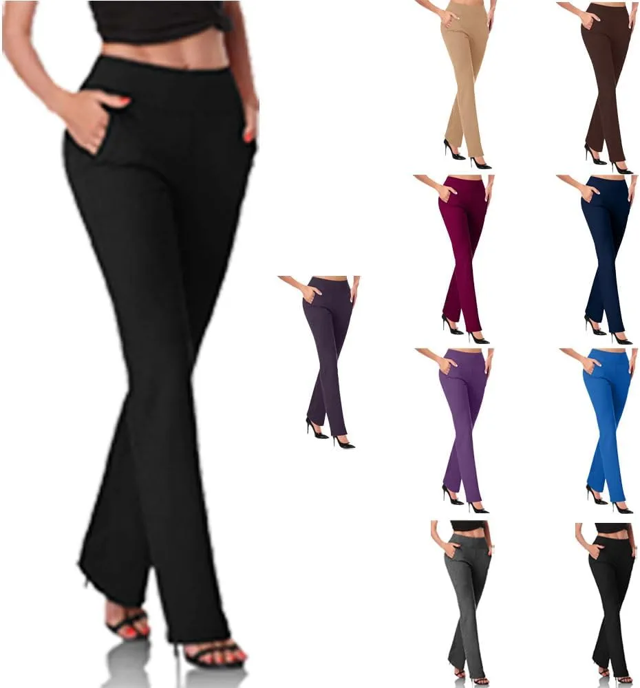 Dress Pants Women,High Waist Stretchy Trousers Pull on Office Slacks Bottoms